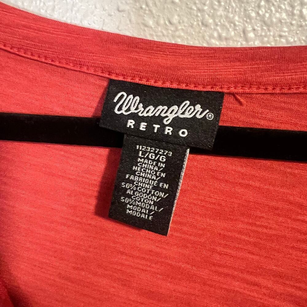 Wrangler Ruffle Sleeve T-Shirt Size Large - Picture 3 of 5